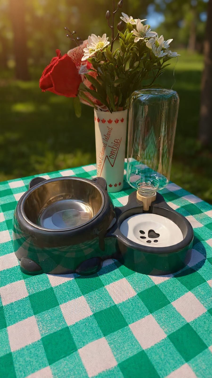 Bebedero y Comedero Doble para Mascotas