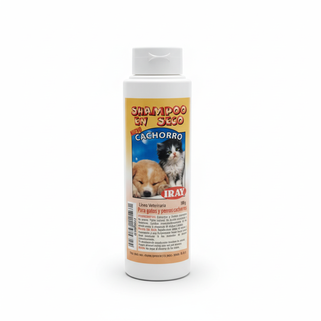 Shampoo en seco 100g con fondo blanco profesional